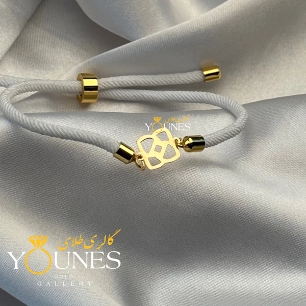 دستبند گل مربعی طلا لیزری